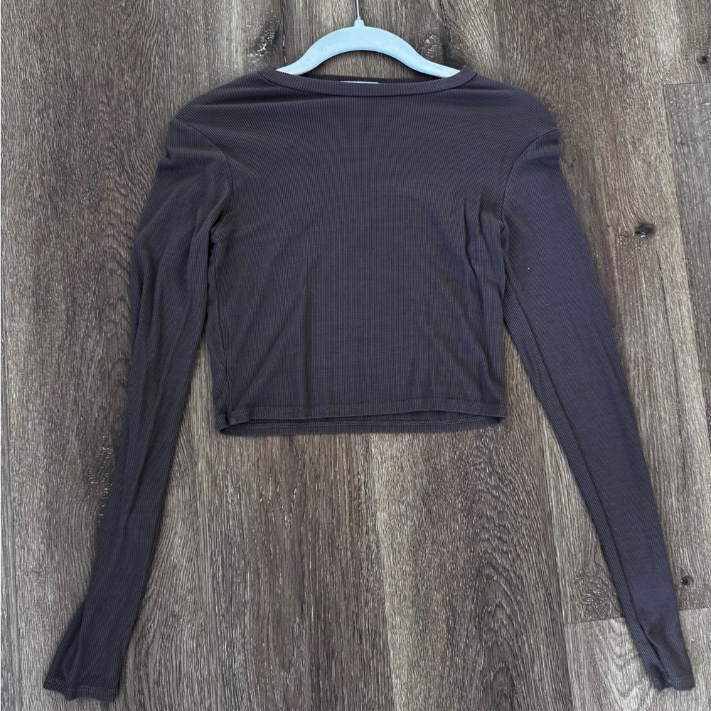 Joah Brown Chocolate LS crop Top s/m
